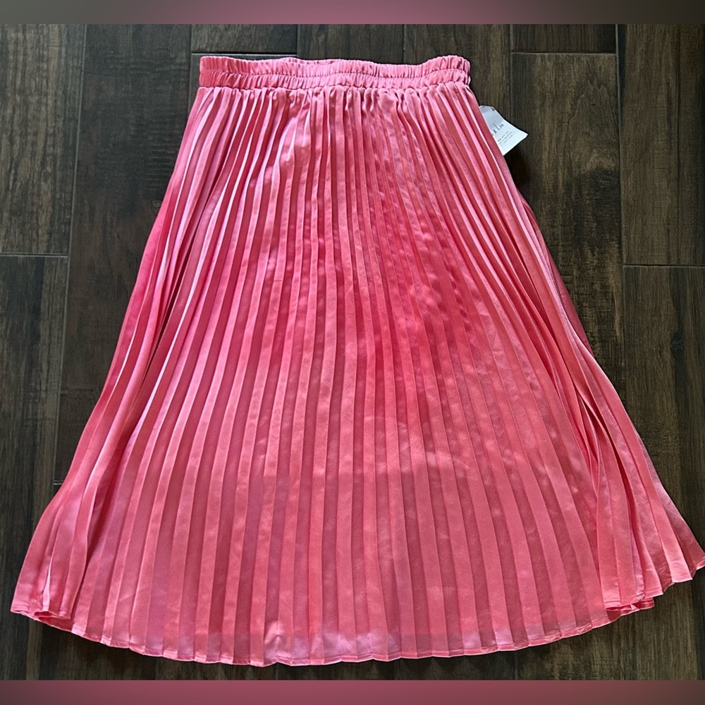 Sadie & Love Pink Pleated Midi Skirt Sz XL NWT